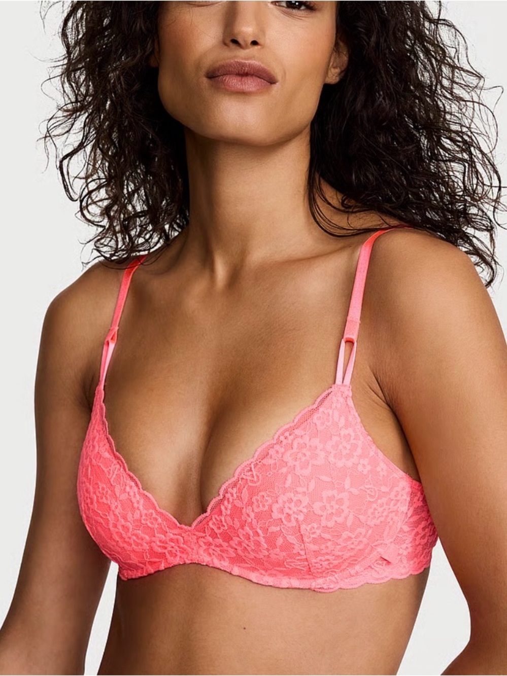 VICTORIA'S SECRET Sexy Tee Lacie Wireless Push-Up Bra 34DDD pink highlighter
